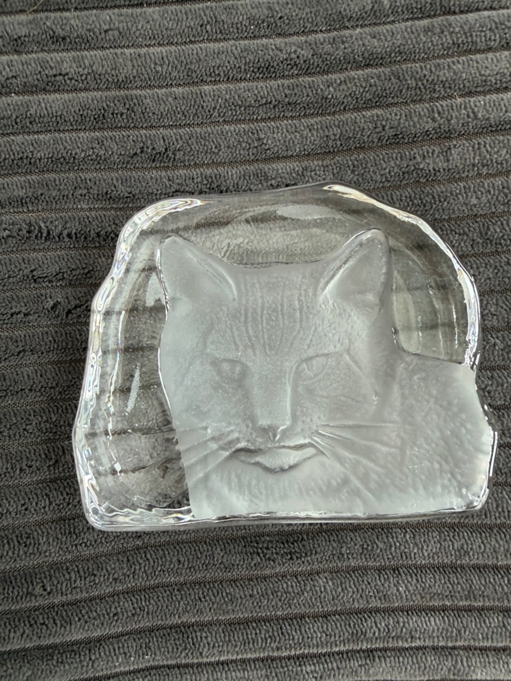 Clear and frosted Glass Cat Sculpture Paperweight or Decor - Clear - Picture 2 of 8